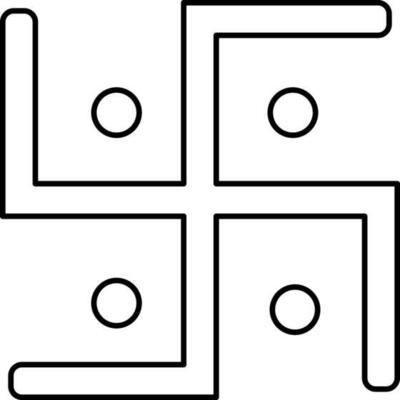 Black Outline Swastika Symbol or Icon.