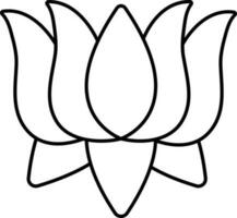 Water Lily Black Outline Icon. vector