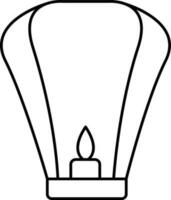 Isolated Sky Lantern Icon In Black Stroke. vector