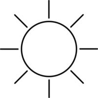 Black Line Art Illustration Of Sun Icon. vector