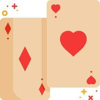 Diamond With Heart Playing Card Icon In Red And Peach Color. vector