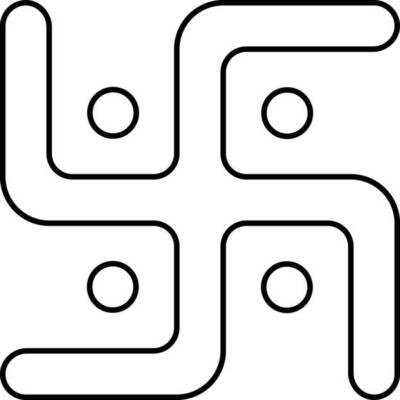 Black Outline Swastika Symbol or Icon.