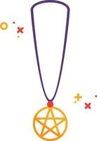 Isolated Star Of David Pendant Icon In Orange And Purple Color. vector