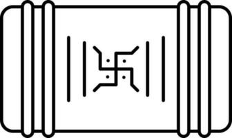Swastika Symbol Vedas Icon In Black Stroke. vector