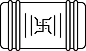 Swastika Symbol Vedas Icon In Black Stroke. vector