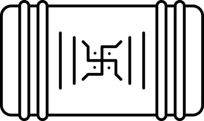 Swastika Symbol Vedas Icon In Black Stroke.