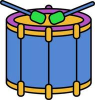 Snare Drum With Sticks Colorful Icon. vector