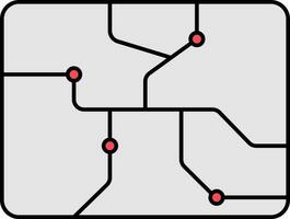 mapa ruta icono en gris y rojo color. vector