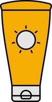 Sunscreen Tube Icon In Yellow And Gray Color. vector