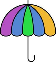 Colorful Umbrella Icon In Flat Style. vector