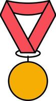 Isolated Medal Icon In Red And Yellow Color. vector