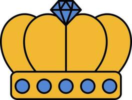 Diamond Crown Yellow And Blue Icon. vector