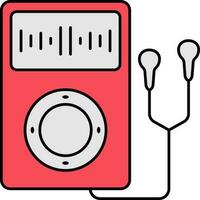 iPod icono en rojo y gris color. vector