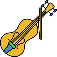 Flat Style Violin Icon In Blue And Yellow Color. vector