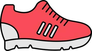 rojo y gris corriendo Zapatos icono en plano estilo. vector