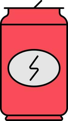 Energy Drink Can Icon In Red And Gray Color.