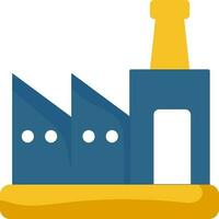 Blue And Yellow Illustration Of Factory Icon. vector