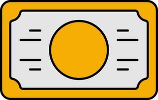 amarillo y gris billete de banco icono en plano estilo. vector