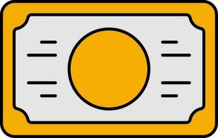 Yellow And Gray Banknote Icon In Flat Style. vector