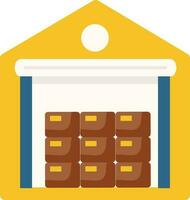 Warehouse Icon Or Symbol In Brown And Yellow Color. vector