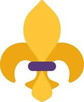 Isolated Fleur De Lis Icon In Purple And Yellow Color. vector