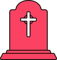 Red Gravestone Icon Or Symbol In Flat Style. vector