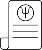 Psychology Paper Scroll Icon In Line Art. vector