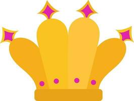 Pink And Yellow Crown Icon In Flat Style. vector