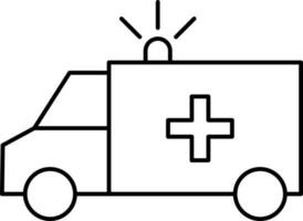 Ambulance Icon In Black Line Art. vector