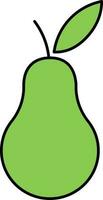Isolated Green Pear Fruit Icon In Flat Style. vector