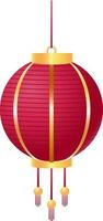 Golden And Red Chinese Lantern Icon In Flat Style. vector