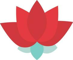 Red Water Lilly Icon In Flat Style. vector