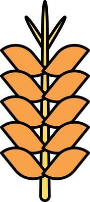 Isolated Yellow Wheat Plant Icon In Flat Style.