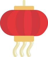 Chinese Lantern Flat Icon In Red And Yellow Color. vector