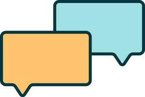 Orange And Blue Blank Message Bubble Flat Icon. vector