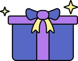 Purple And Yellow Gift Box Flat Icon. vector