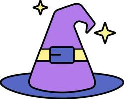 Flat Style Witch Hat Icon In Purple Color. vector