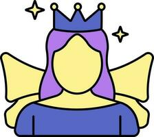 Faceless Fairy Wearing Crown Icon In Yellow And Purple Color. vector