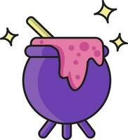 Dripping Potion Cauldron Icon In Flat Style. vector