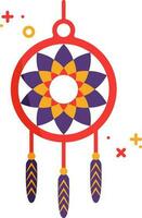 Flat Style Colorful Dream Catcher Icon. vector