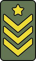 Military Rank Badge Icon In Green And Yellow Color. vector