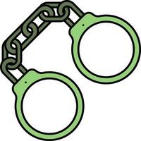 Isolated Handcuffs Icon In Green Color. vector