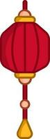 Chinese Lantern Flat Icon In Red And Yellow Color. vector