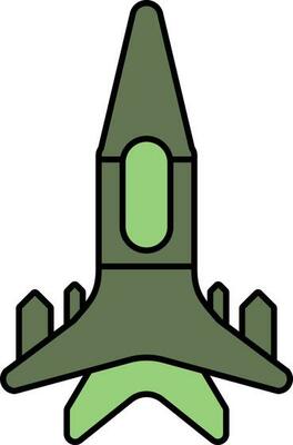 Fighter Plane Icon In Green Color.