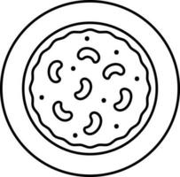 Close View Of Red Beans Paste On Plate Outline Icon. vector