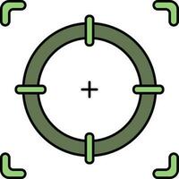 Flat Focus Icon In Green Color. vector