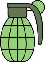 Flat Style Hand Grenade Icon In Green Color. vector