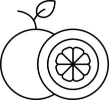 Pomelo With Half Piece Icon In Linear Style. vector