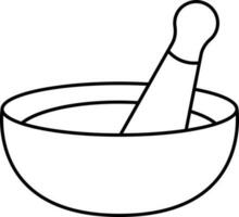 Mortar And Pestle Icon In Linear Style. vector