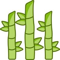 Isolated Green Bamboo Icon In Flat Style. vector